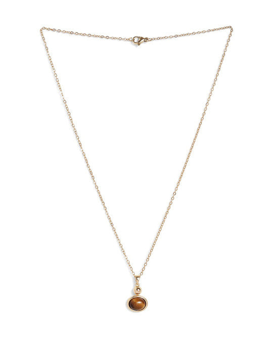 Ishin Brown  Colour Gold Plated Artificial Stones And Beads Chain