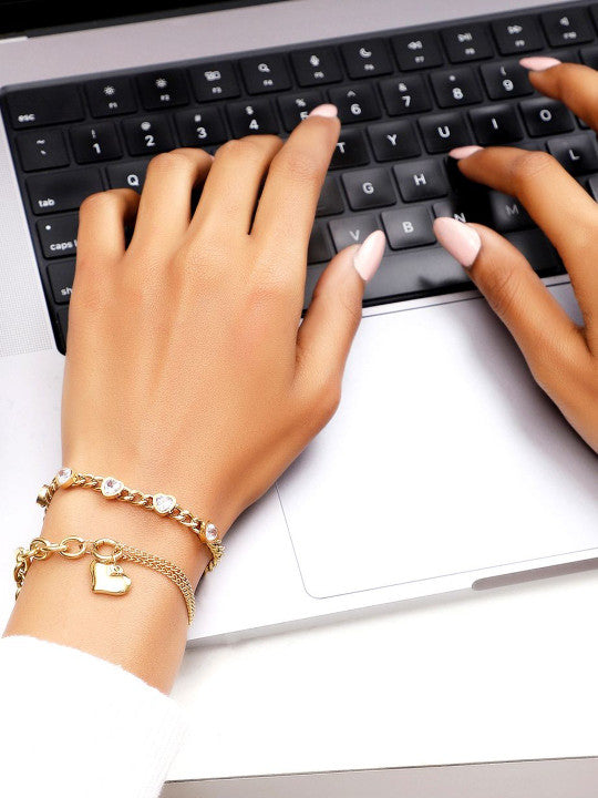 Ishin White Colour Gold Plated Artificial Stones And Beads Armlet