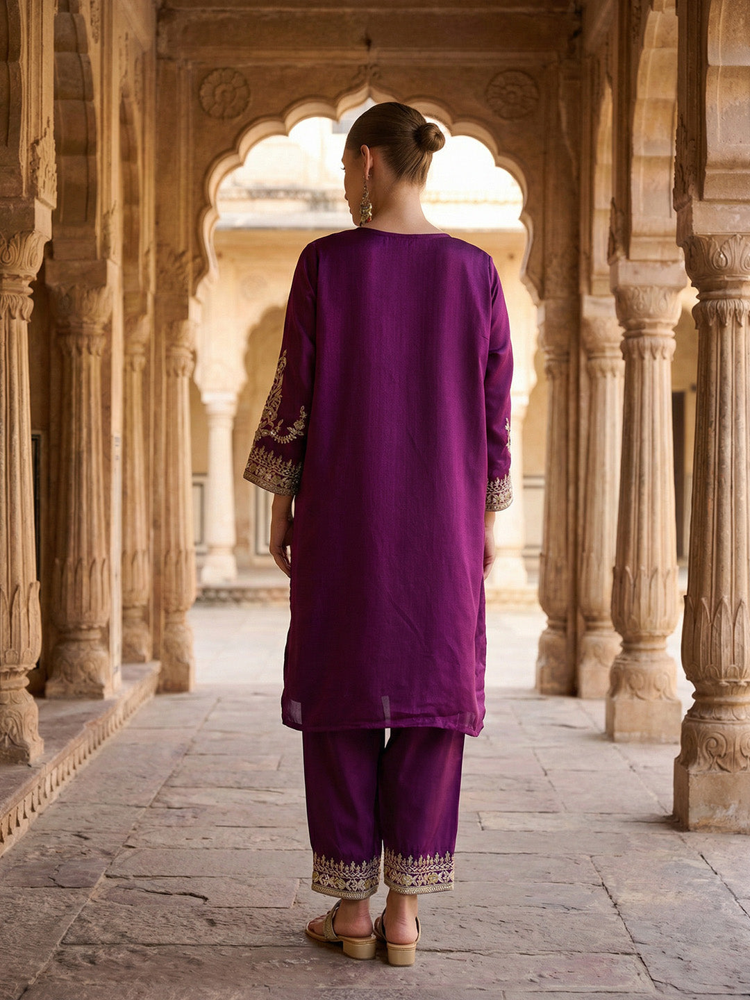Rich Purple Embroidered Kurta  set