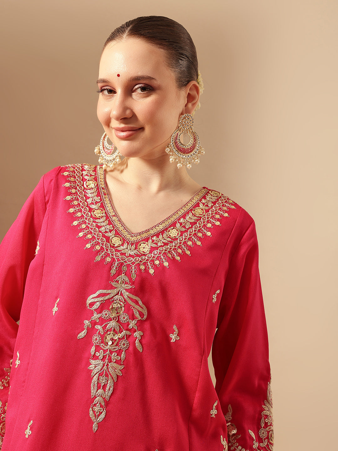 Rich Pink A Line Kurta Sets