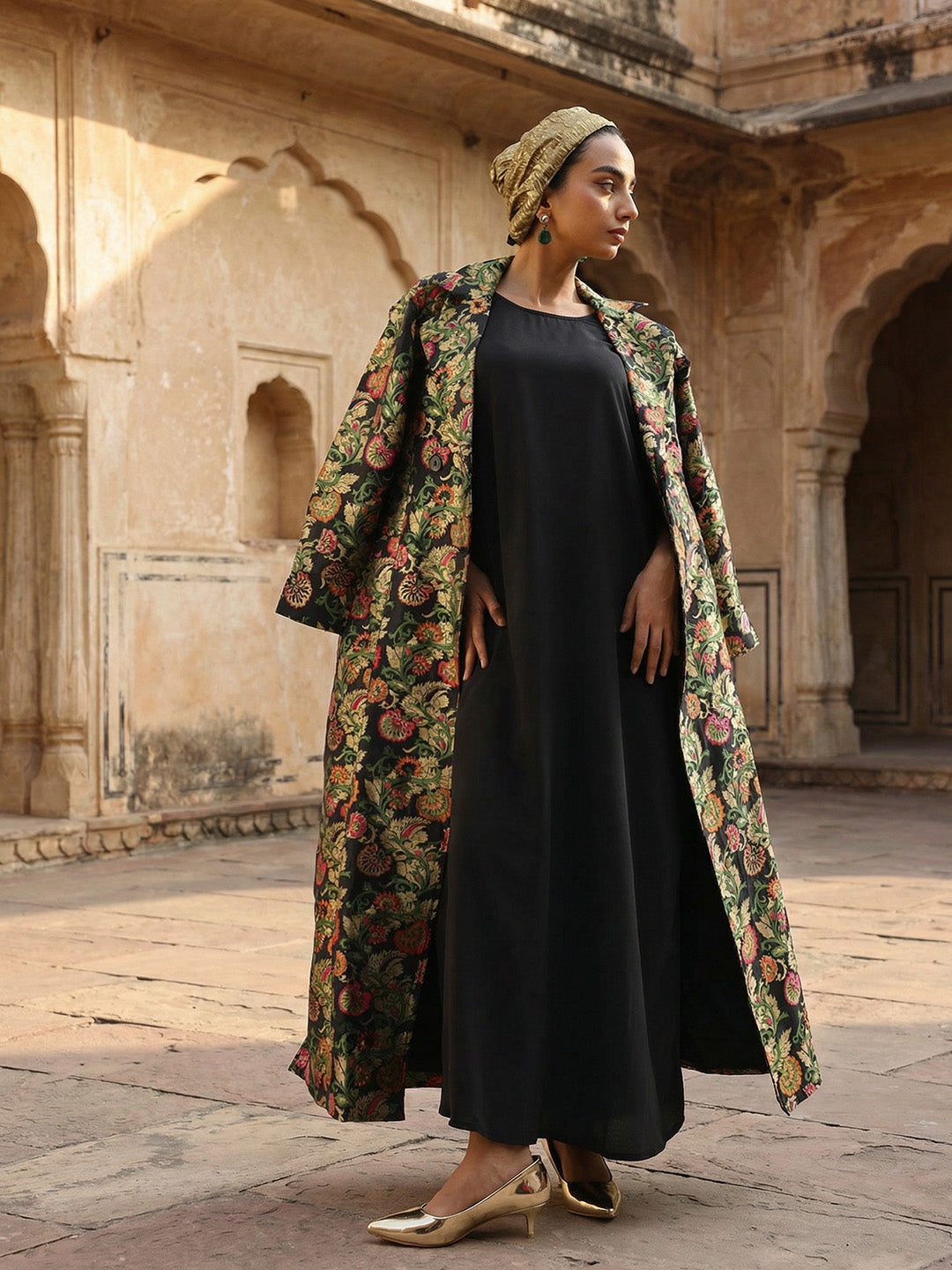 Rich Black Relaxed Abaya With Hijab