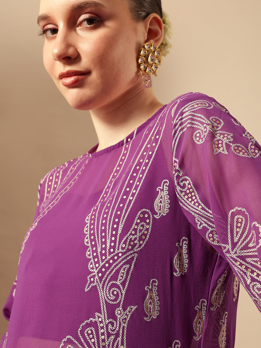 Graceful Purple Straight Kurta Sets