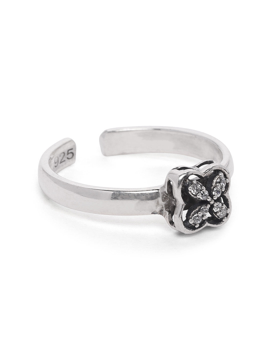 925 Silver Rodium Plated Zircon Toe Ring