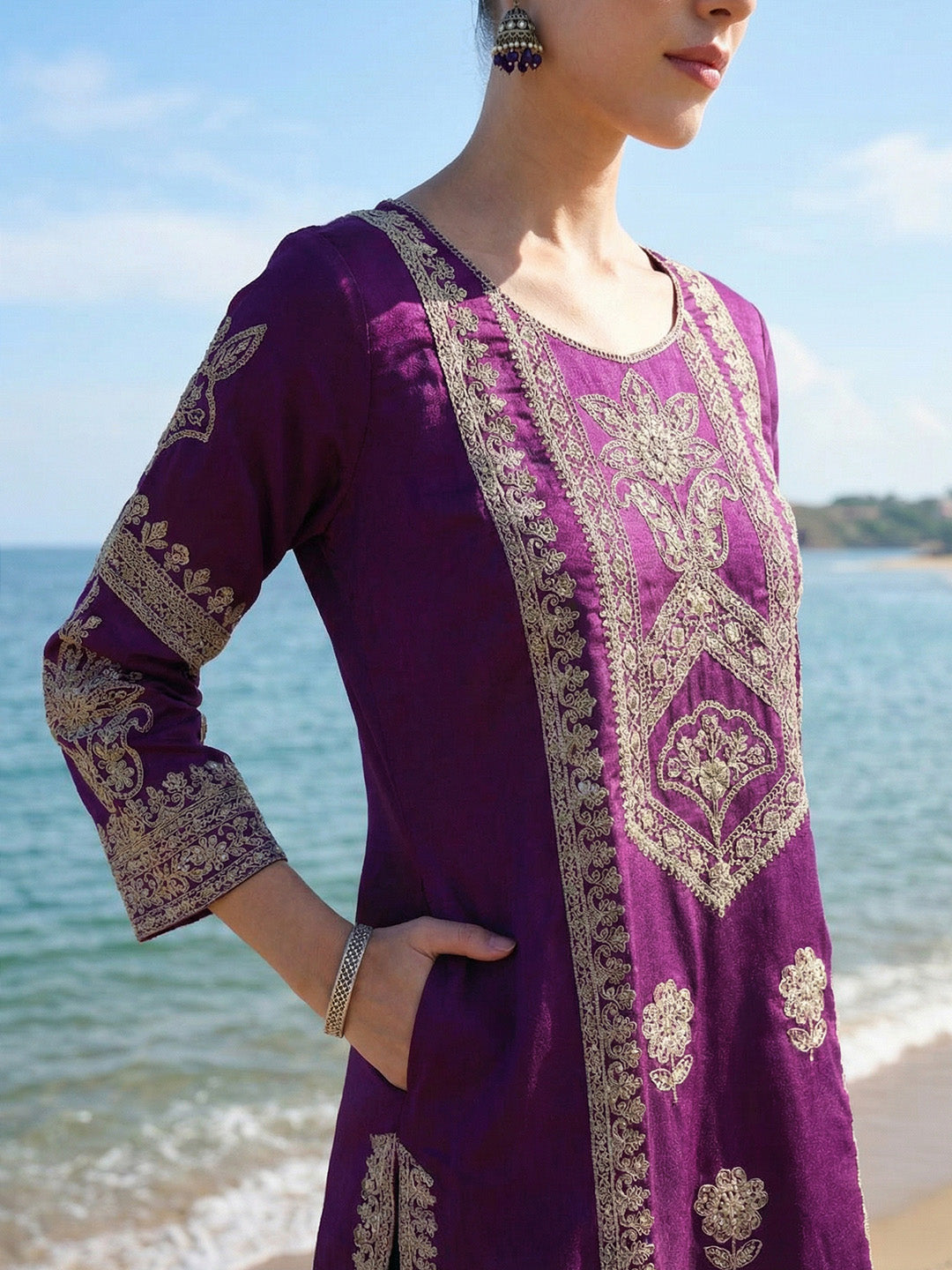 Rich Purple Straight Kurta sets