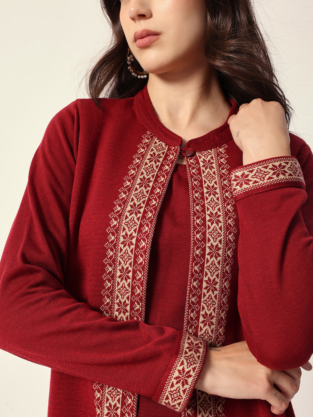 Woven Design Jacquard Kurta Straight Fit Kurta