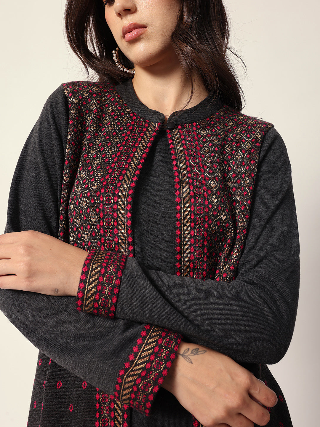 Woven Design Jacquard Kurta Straight Fit Kurta