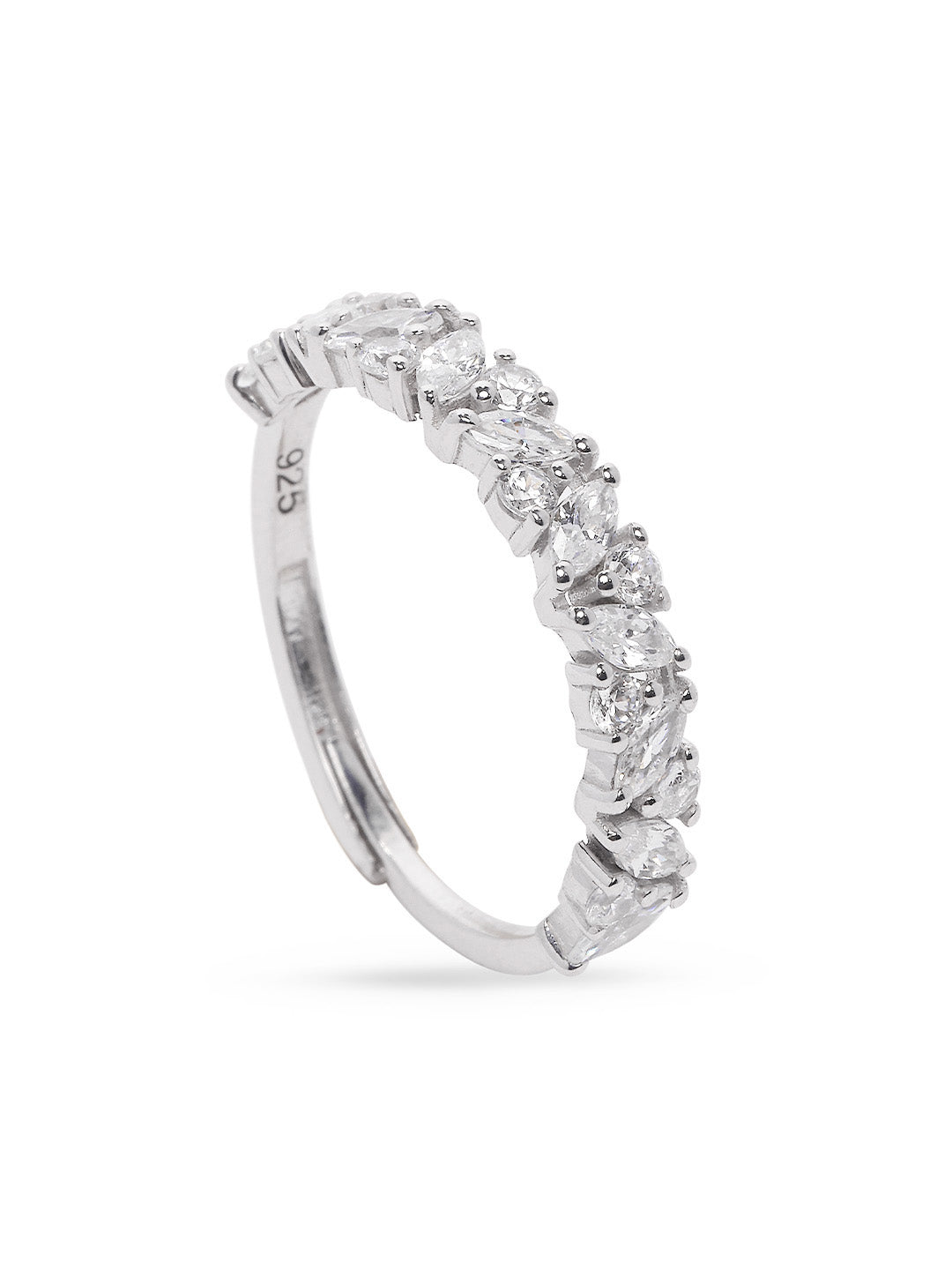 925 Silver Rodium Plated Zircon Studded Ring
