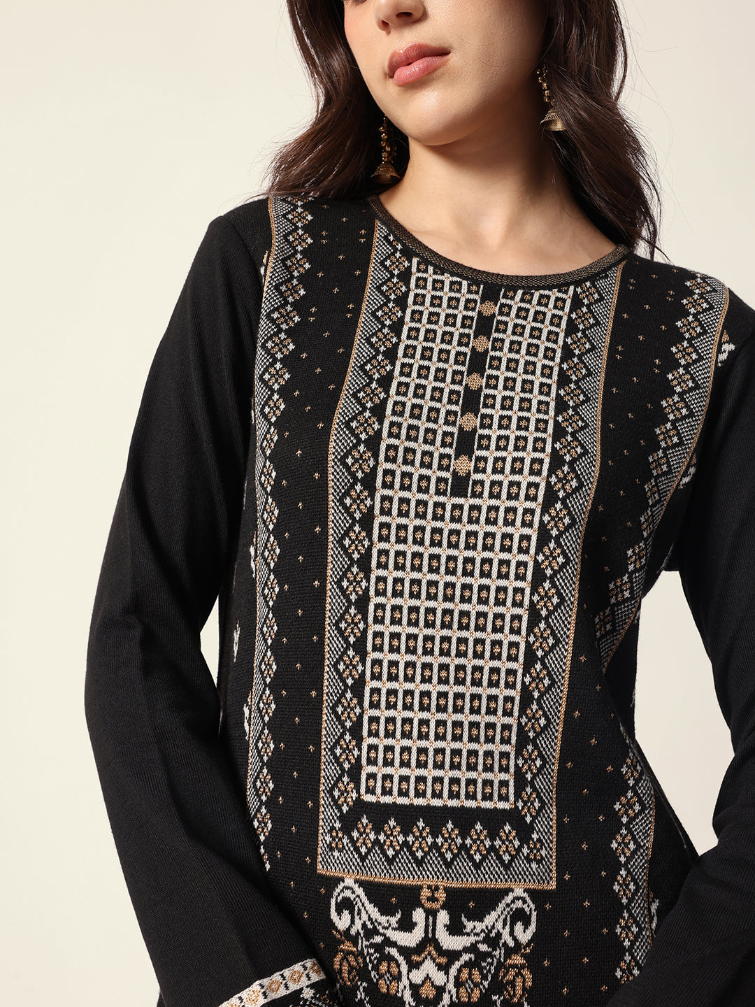 Woven Design Jacquard Kurta Straight Fit Kurta