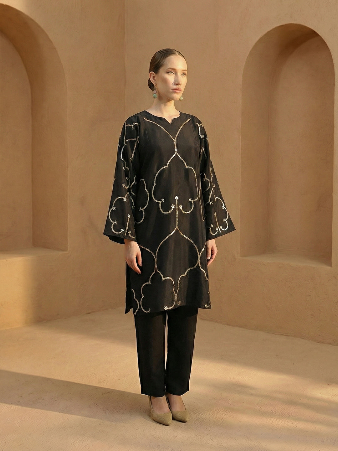 Rich Black Straight Kurta sets