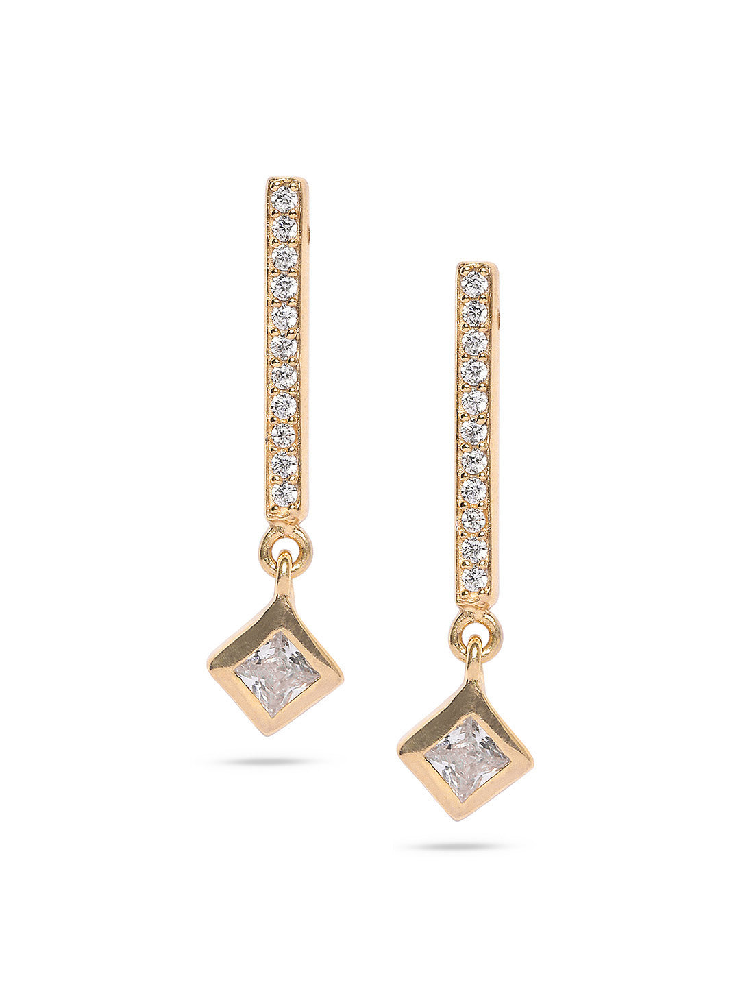 925 Silver Gold Plated Zircon drop Earring