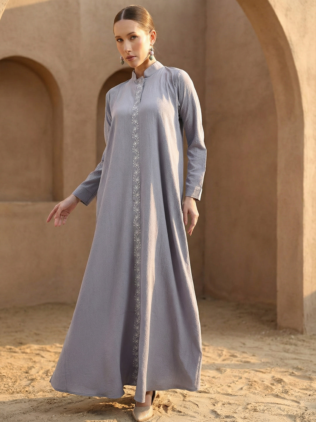 Rich Lavender Relaxed Abaya with Hijab
