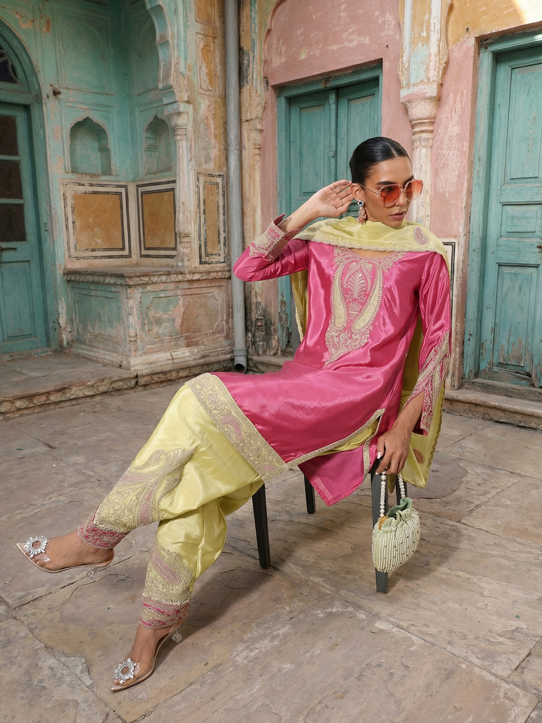 Rich Pink  Straight Kurta sets