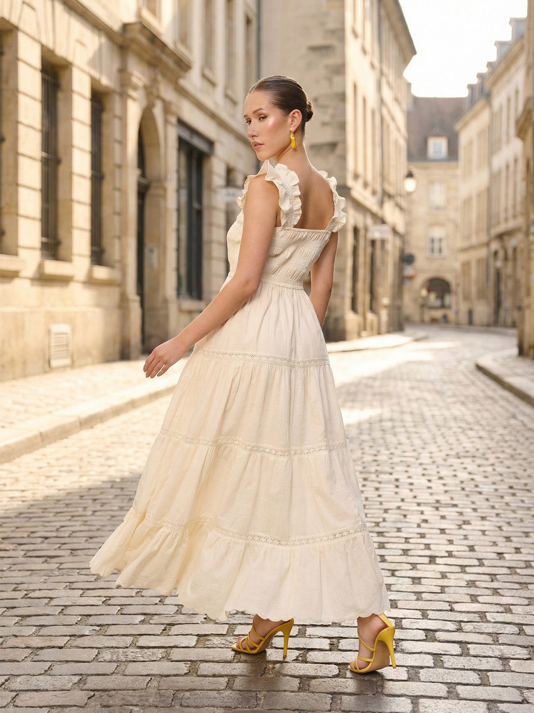 Comfy Beige Tiered Dresses
