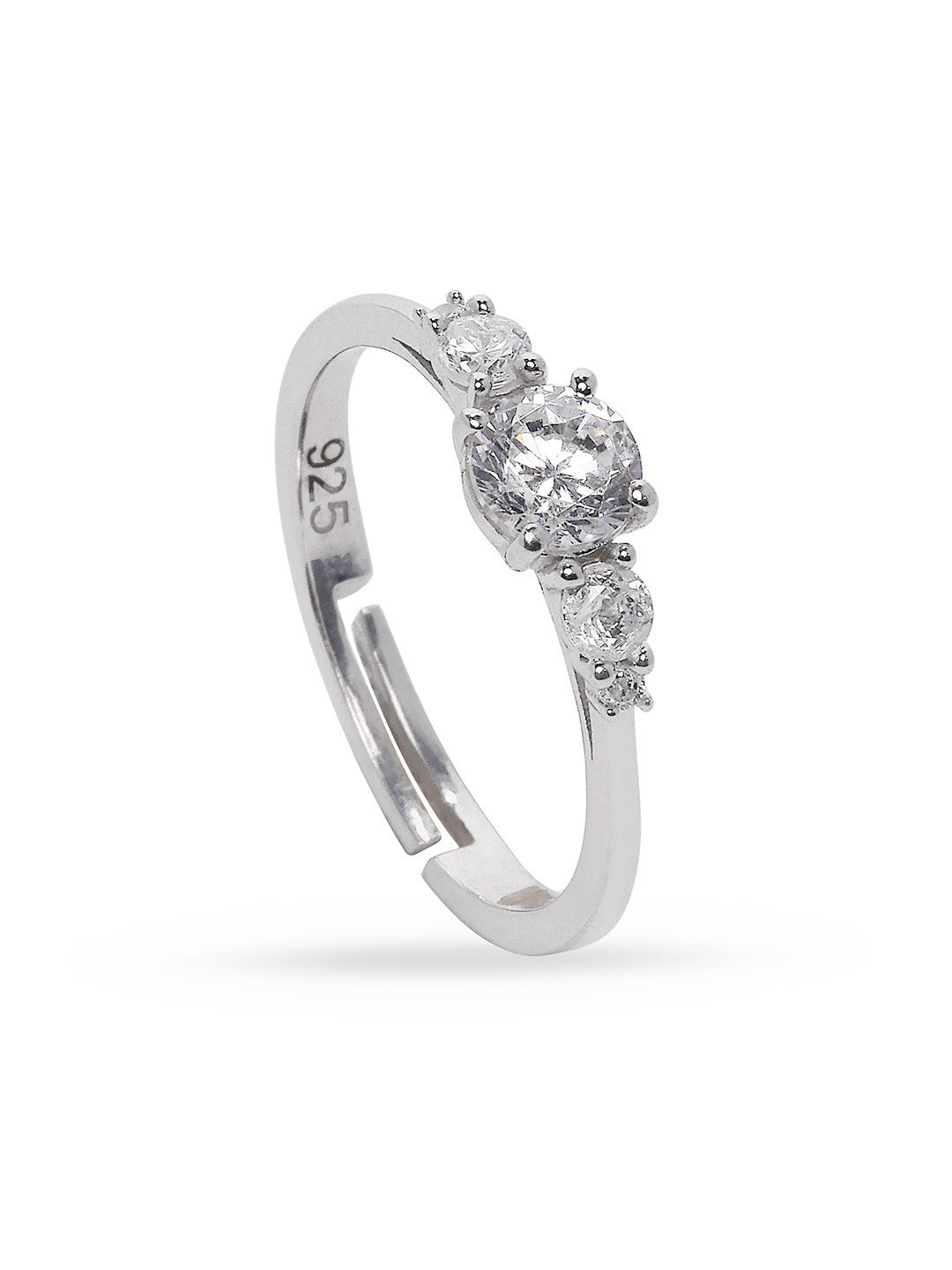 925 Silver Gold Plated Zircon Studded Ring
