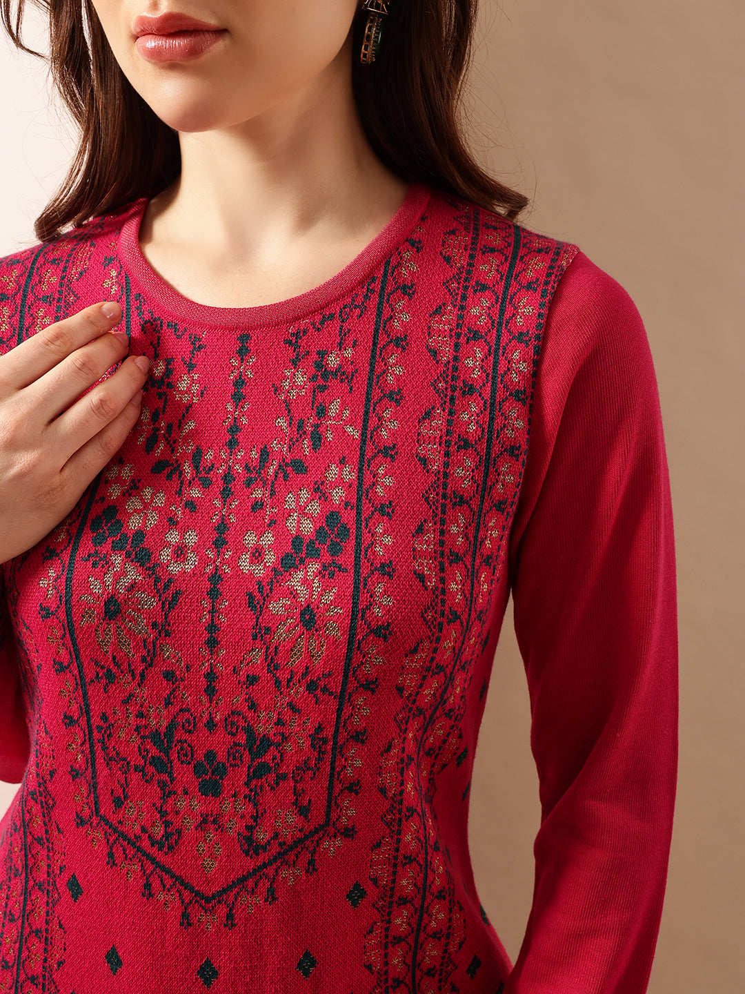 Comfy Dark Pink Regular Kurtas|INWKAAW25607_PN