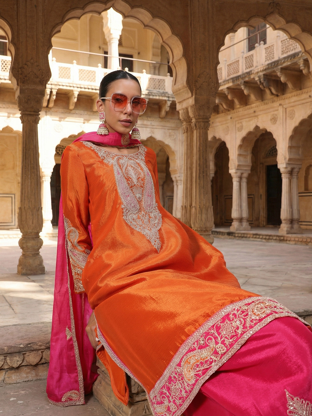 Rich Orange  Straight Kurta sets