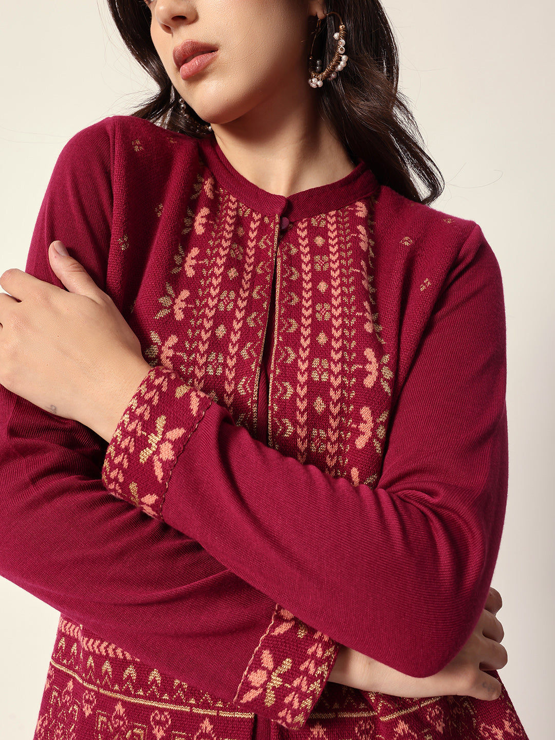 Woven Design Jacquard Kurta Straight Fit Kurta