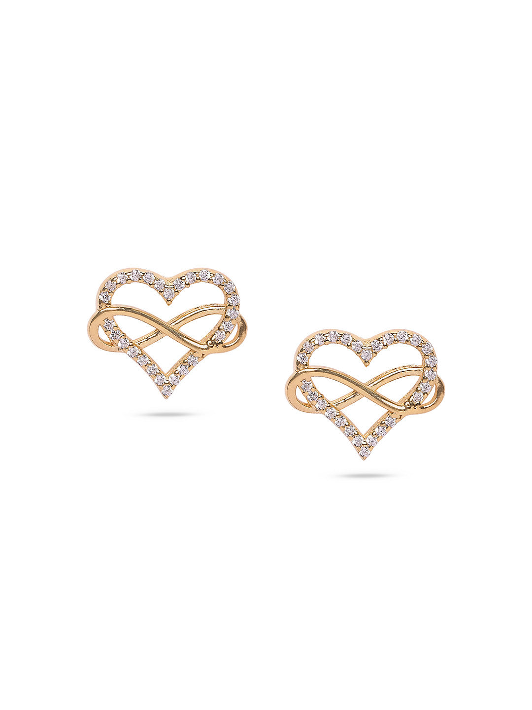 925 Silver Gold Plated Zircon Heart Stud Earring