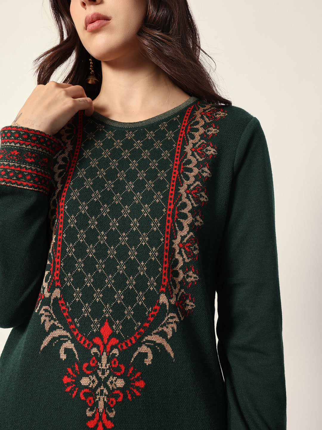 Woven Design Jacquard Kurta Straight Fit Kurta