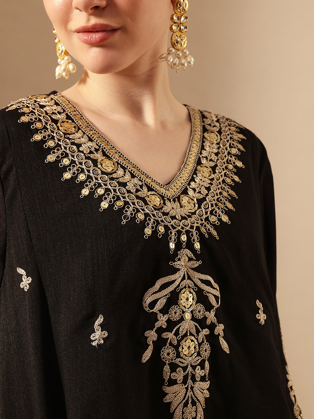 Rich Black A Line Kurta Sets