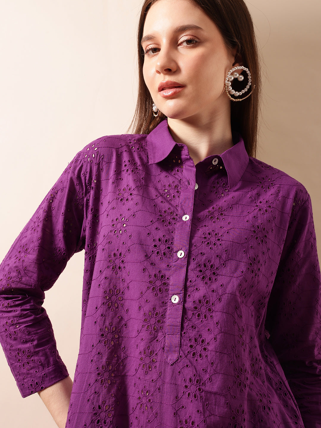 Graceful Purple A Line Kurta Sets