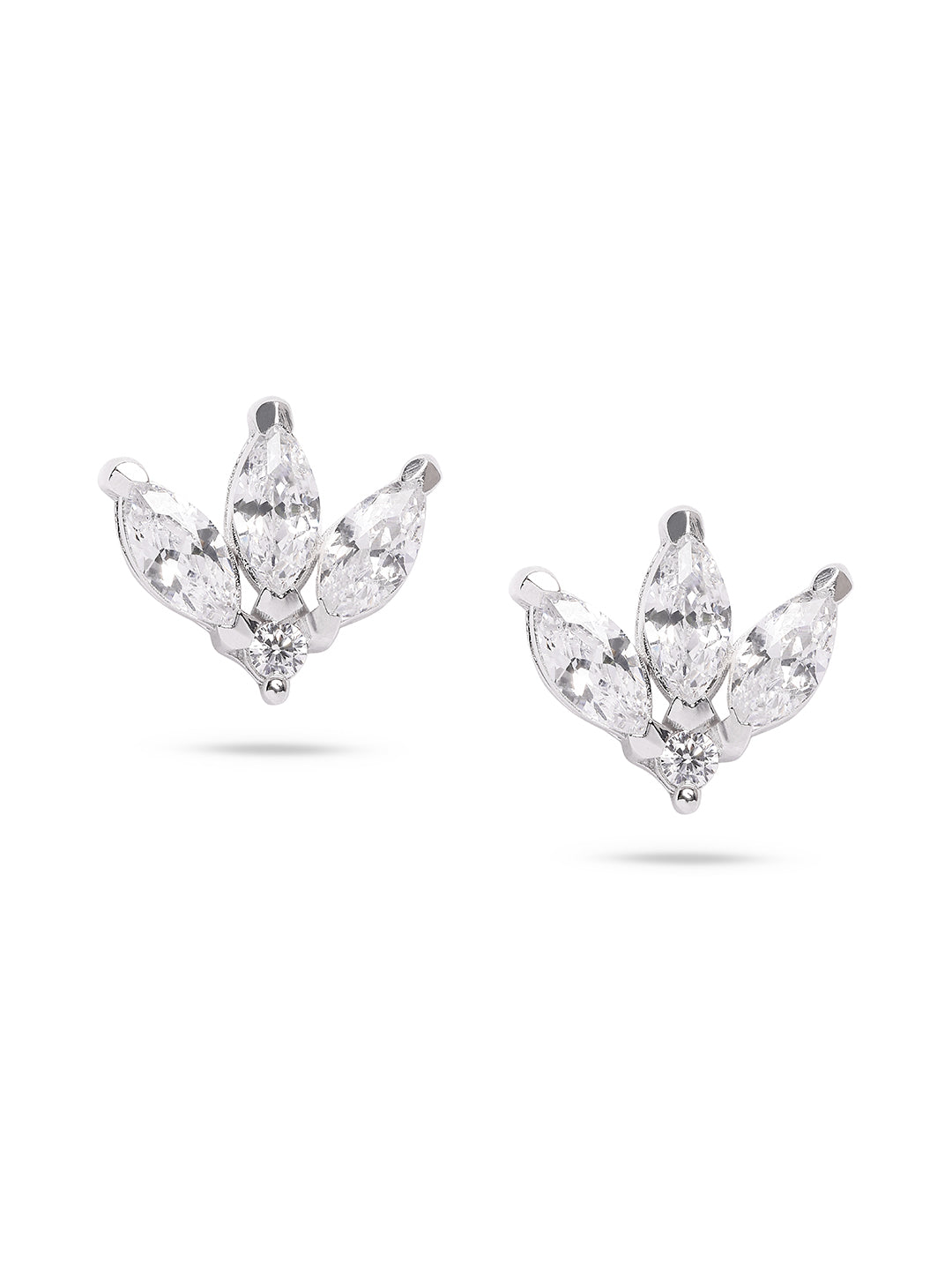 925 Silver Rodium Plated leaf Stud Earring