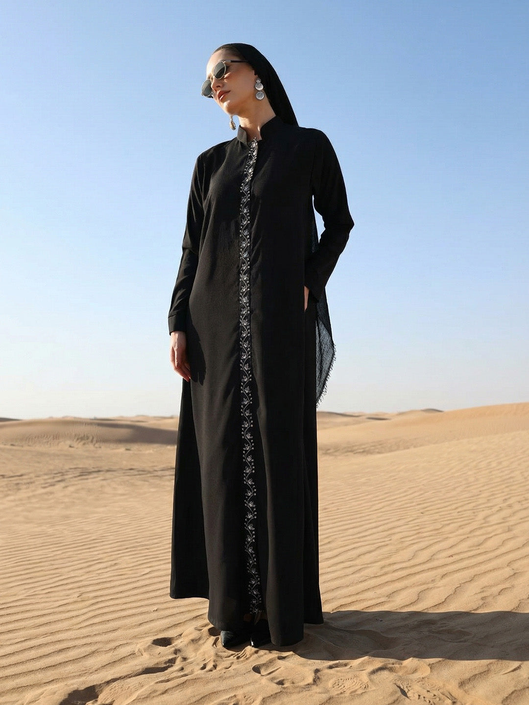 Rich  Black Embroidered Abaya with Hijab