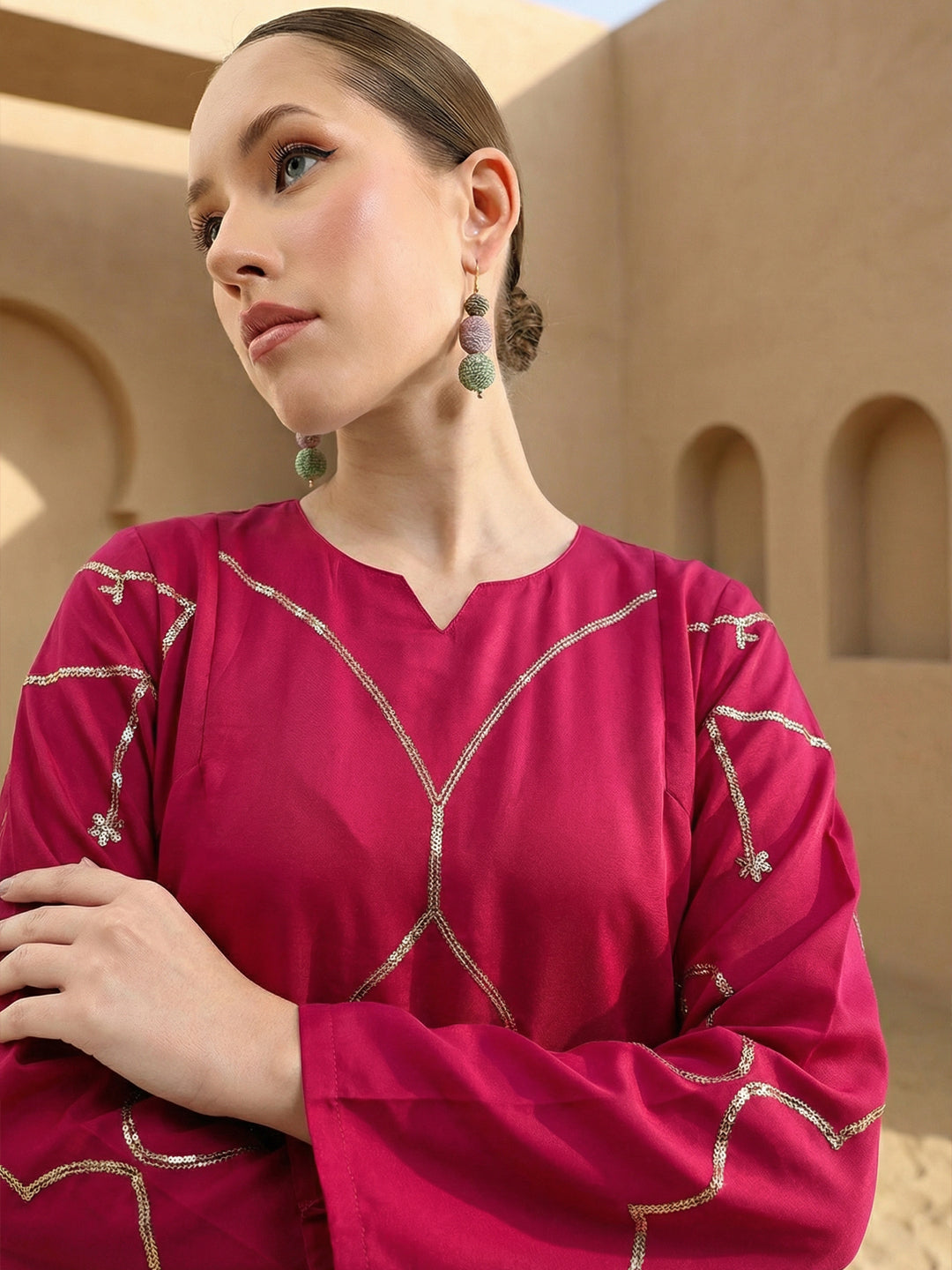 Rich Pink Straight Kurta sets