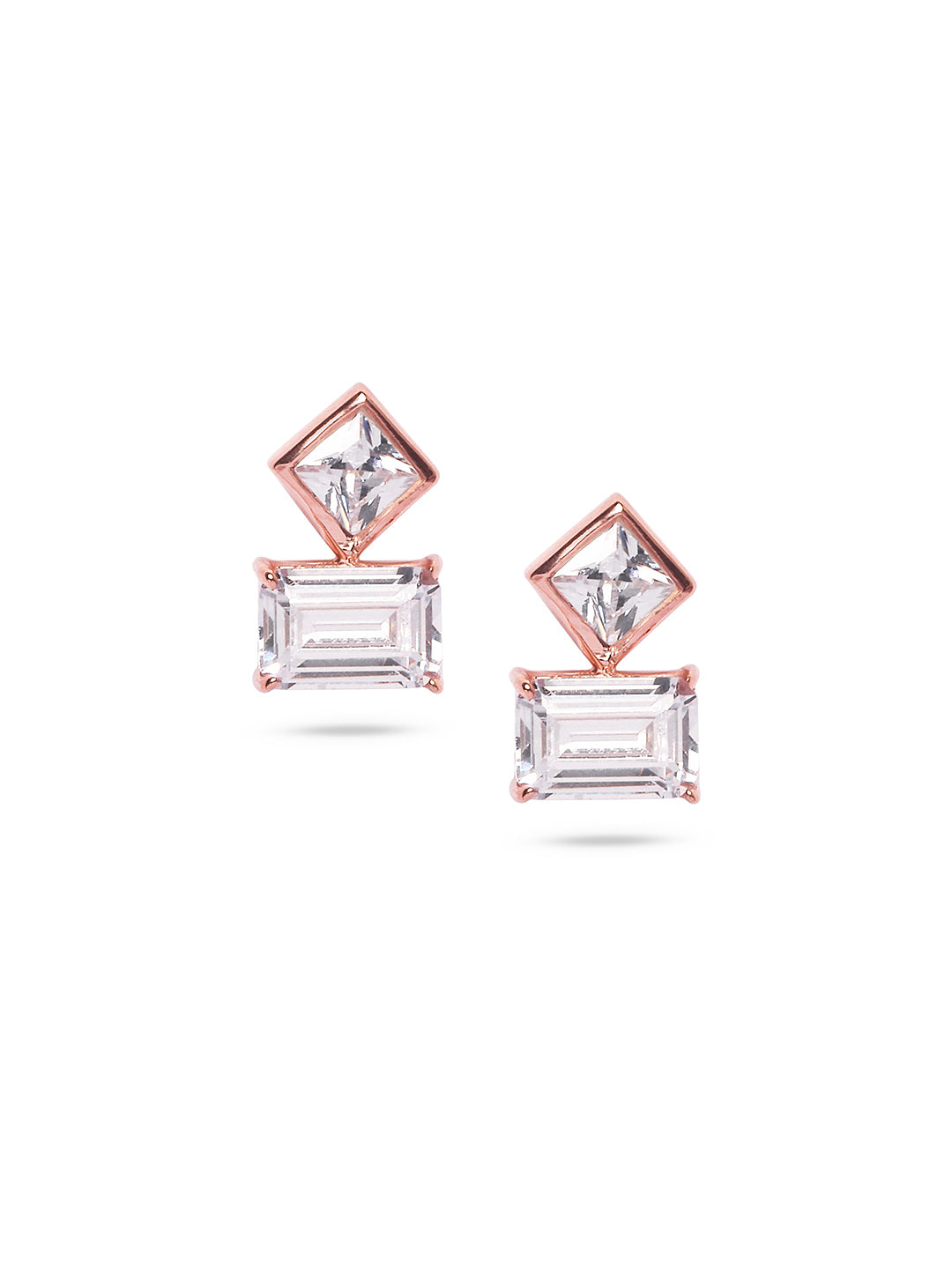 925 Silver Rose Gold Plated Zircon Stud Earring