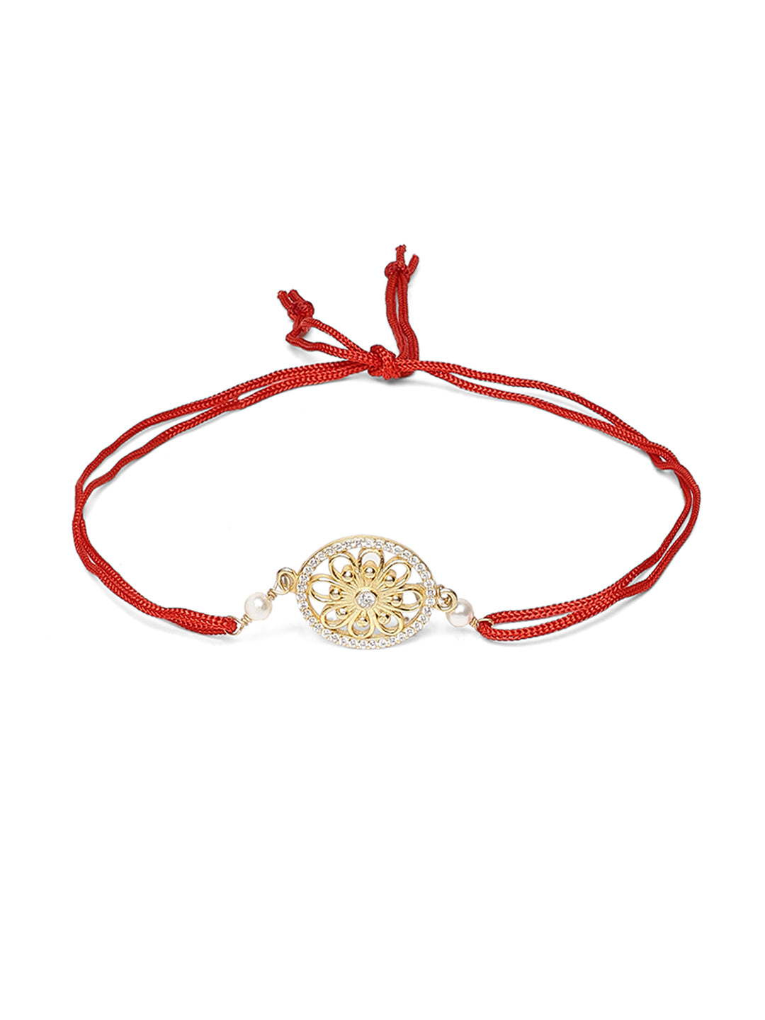 925 Silver White Colour Stone Gold Plated Rakhi
