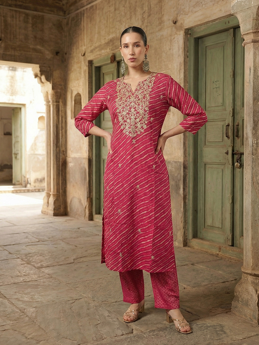Comfy Pink Ananda Embroidered Kurta sets