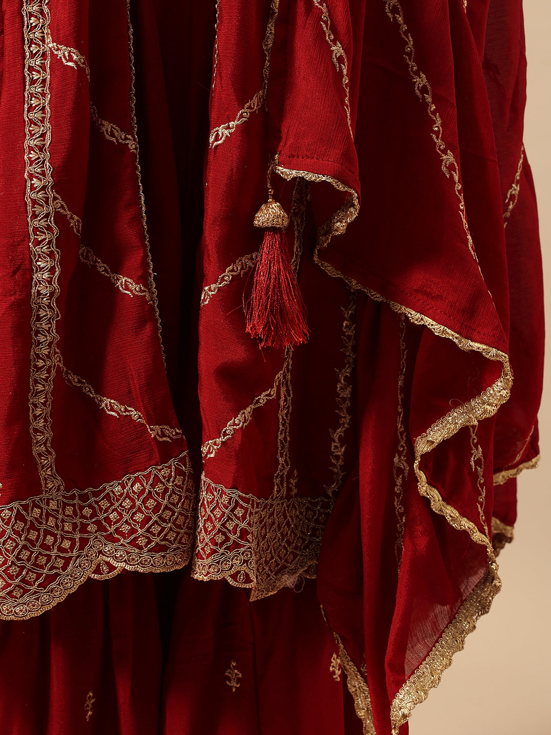 Rich Red Embroidered Kurta and sharara set
