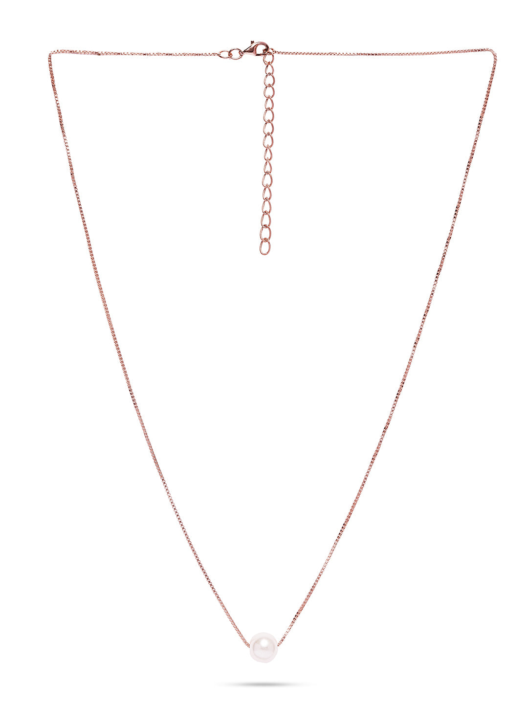 925 Silver Rose Gold Plated Pearl Pendant Chain