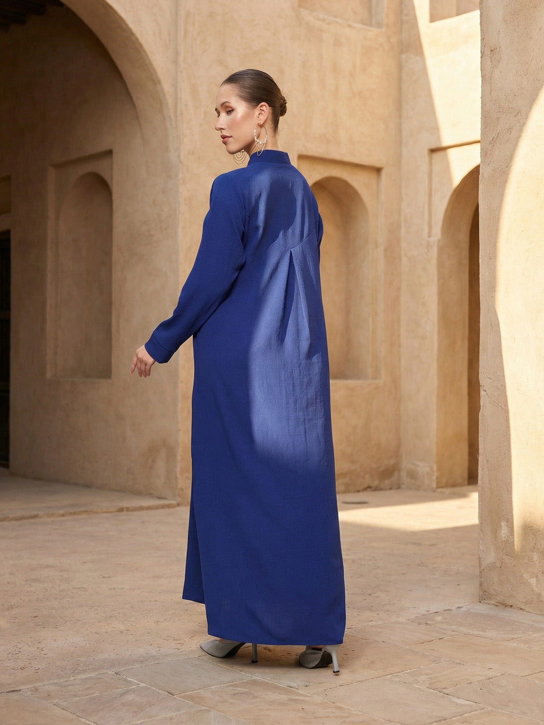 Rich Royal Blue Relaxed Abaya With Hijab
