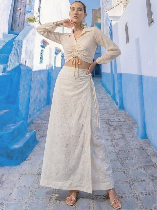 Comfy off white Pratidin Embroidered Skirts
