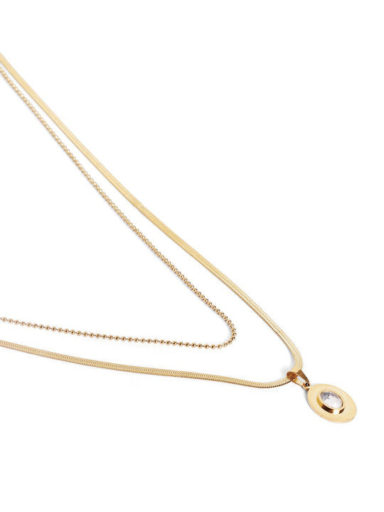 Ishin White  Colour Gold Plated Artificial Stones And Beads Chain