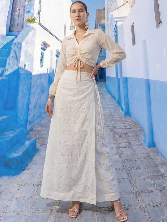 Comfy off white Pratidin Embroidered Skirts