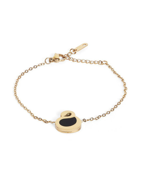 Ishin Black Colour Gold Plated Artificial Stones And Beads Armlet