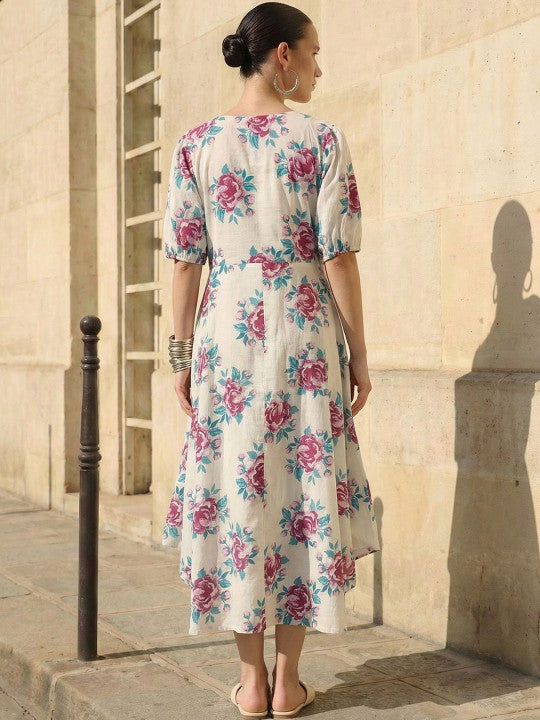 Comfy Off white Pratidin Printed Dresses