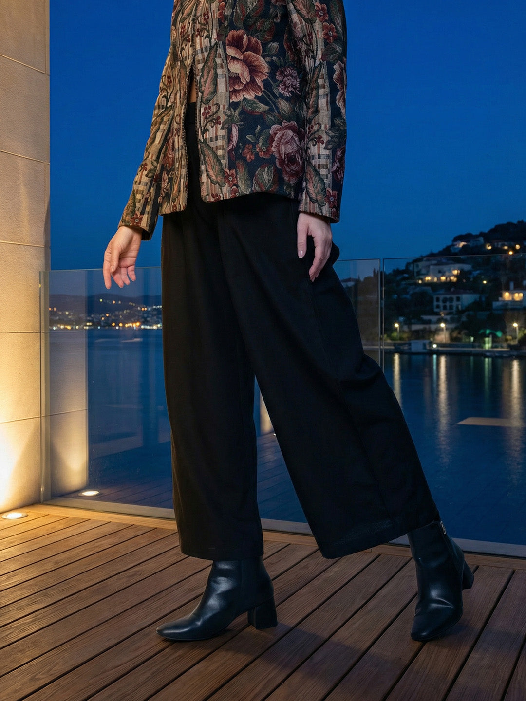 Comfy Jet Black Flared Trouser