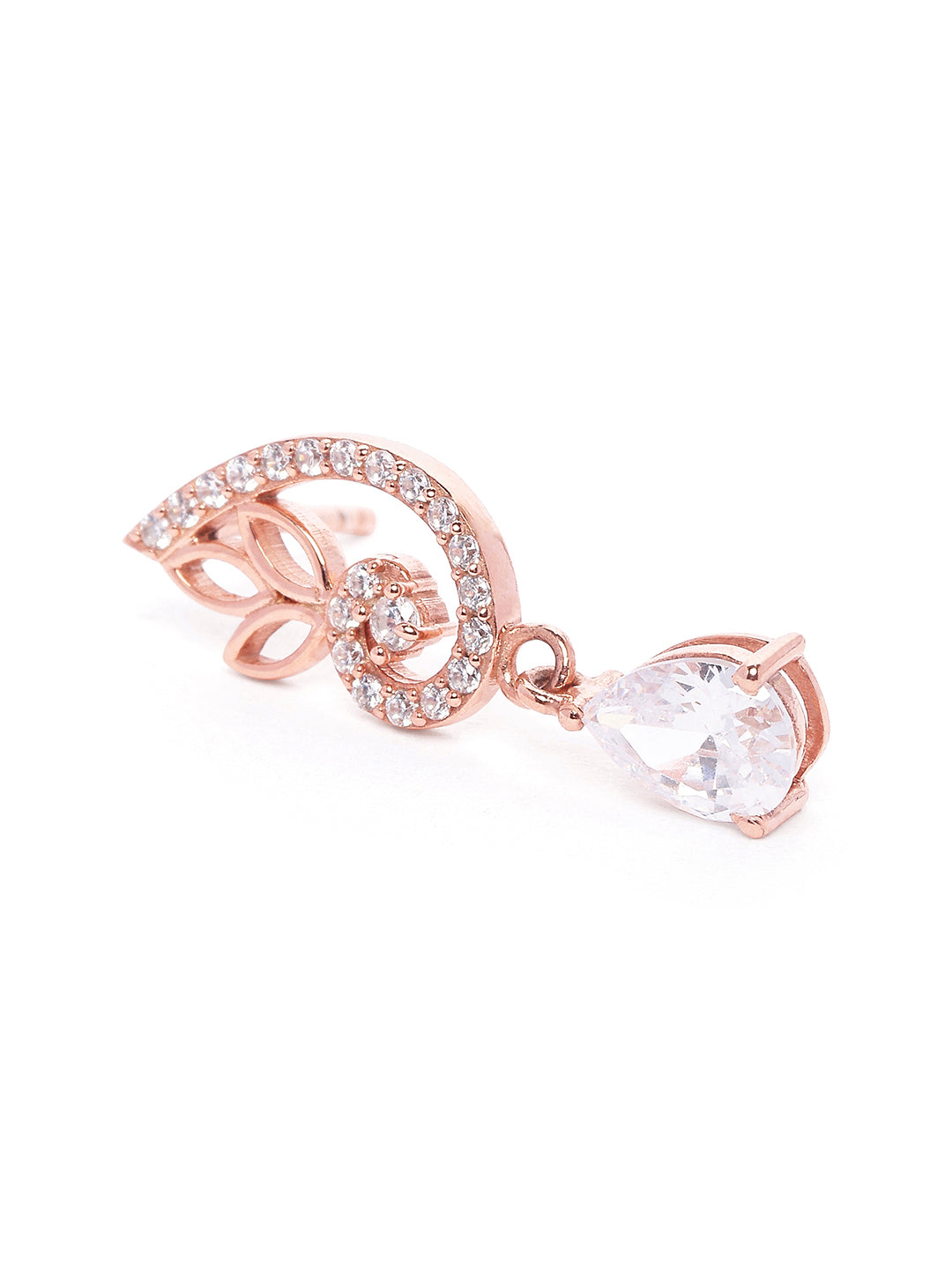 925 Silver Rose Gold Plated Zircon Drop Earring
