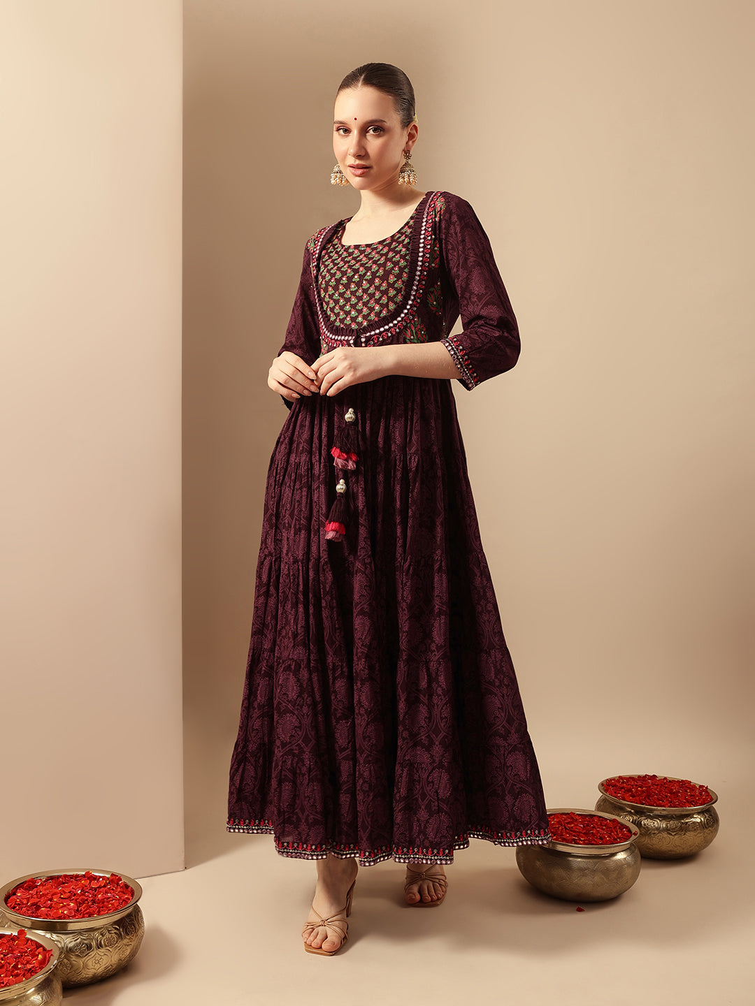Comfy Wine Flared Dresses