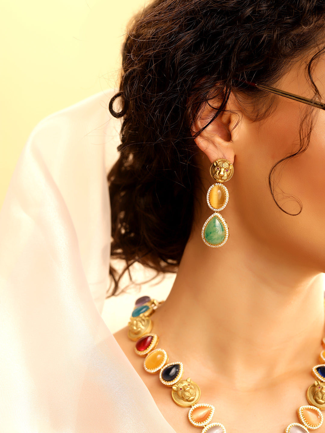 Multi Colour Gold Plated Jewellery Set