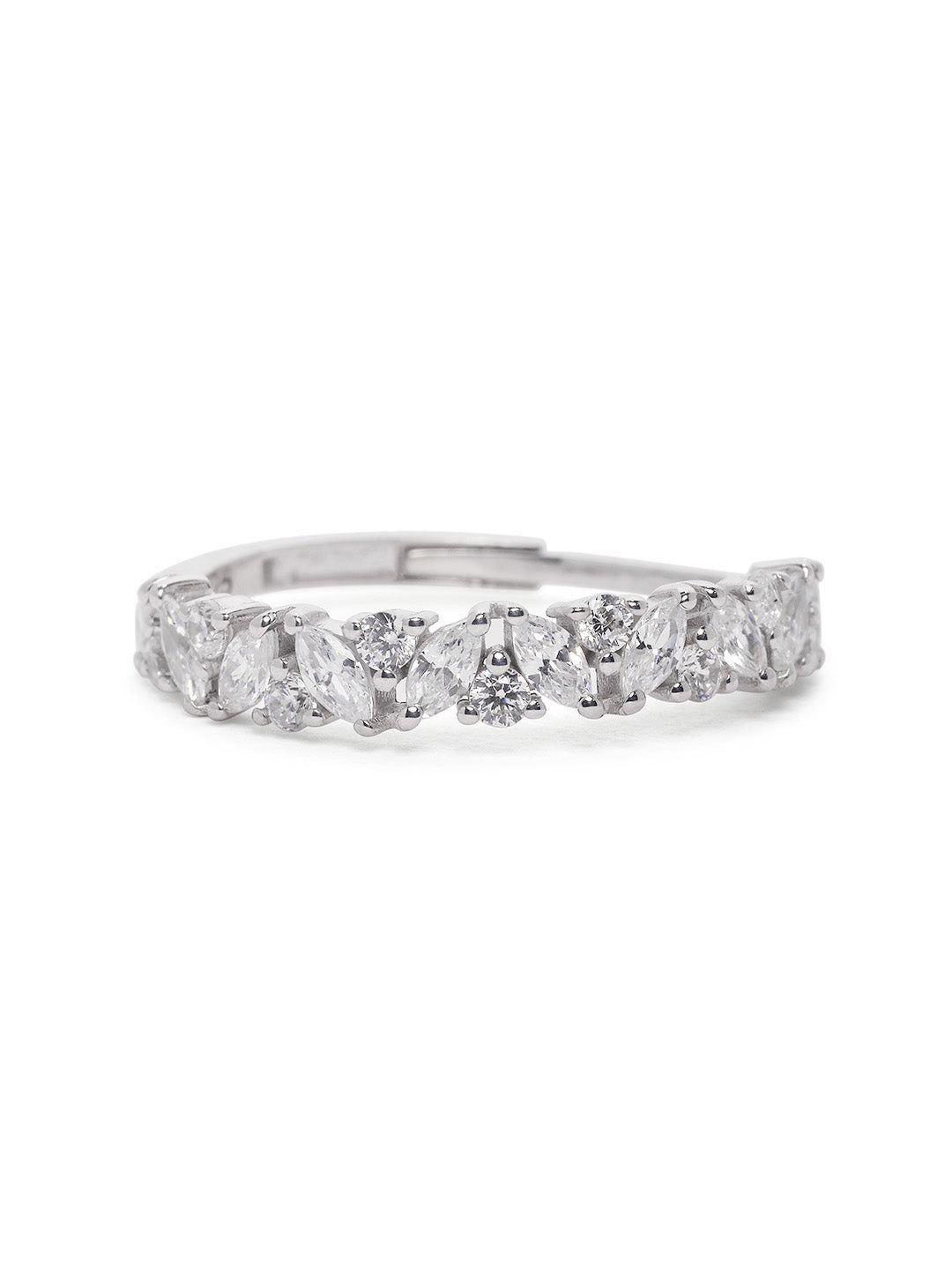 925 Silver Rodium Plated Zircon Studded Ring