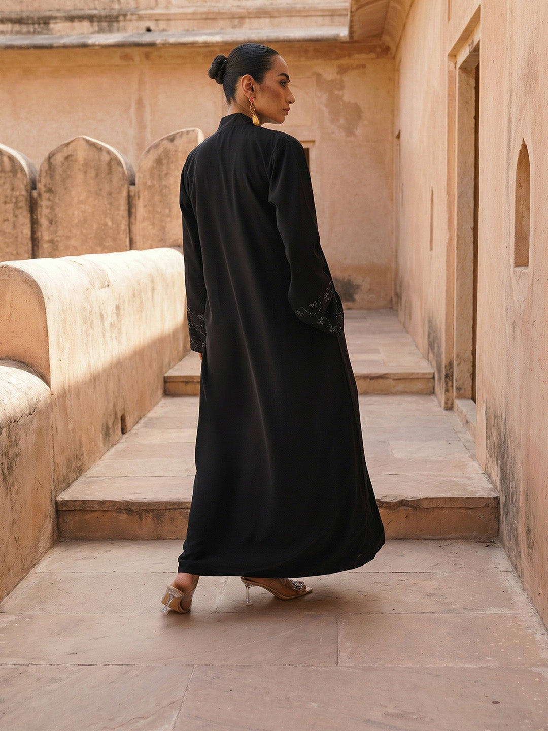 Rich Black Relaxed Abaya With Hijab