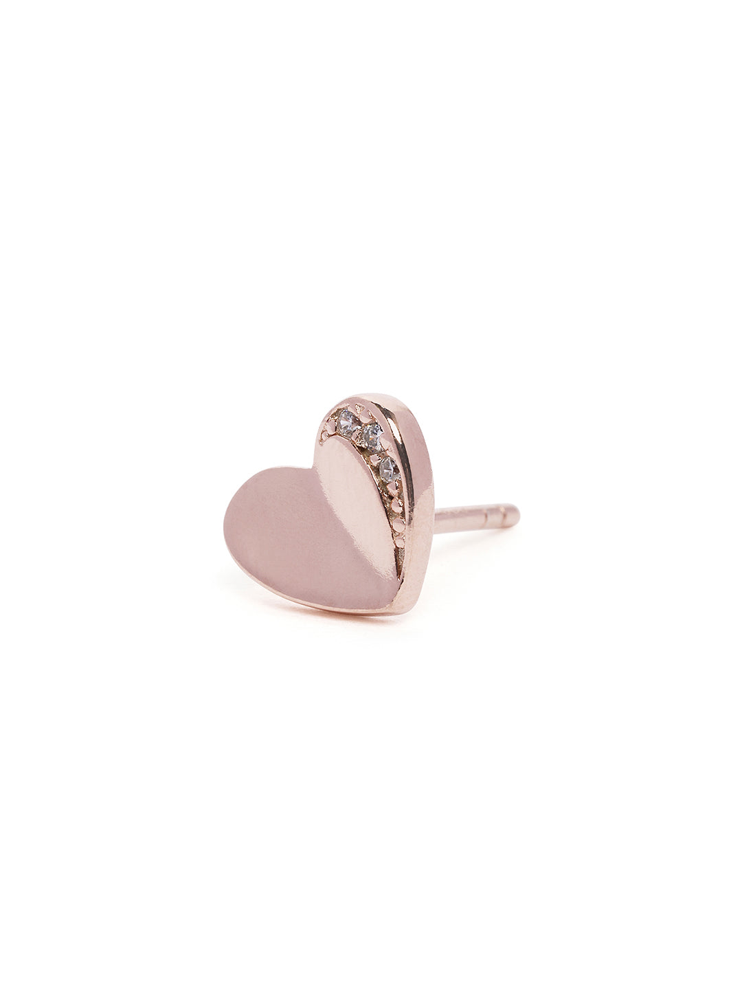925 Silver Rose Gold Plated Zircon Heart Stud Earring