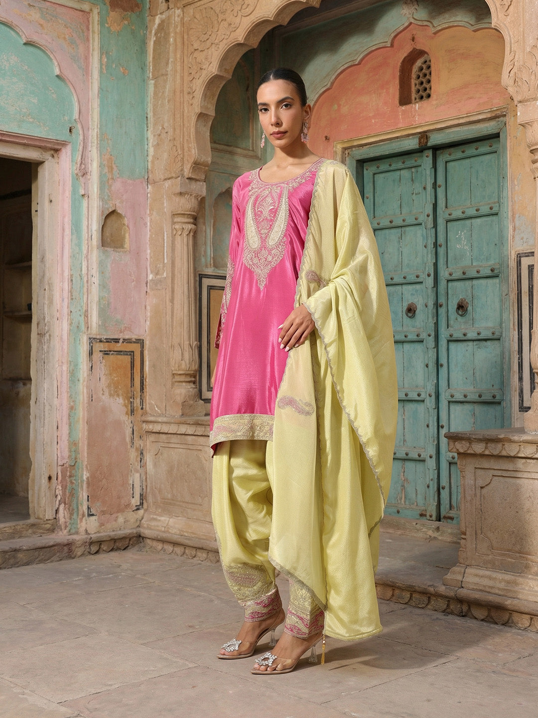 Rich Pink  Straight Kurta sets