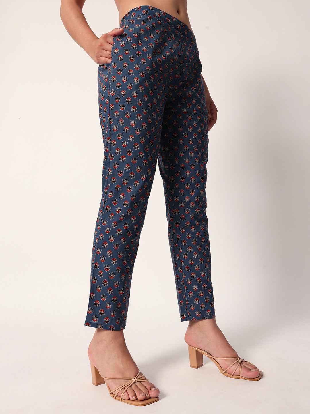 Comfy Blue Cotton floral printed Aline Fit kurta set with dupatta