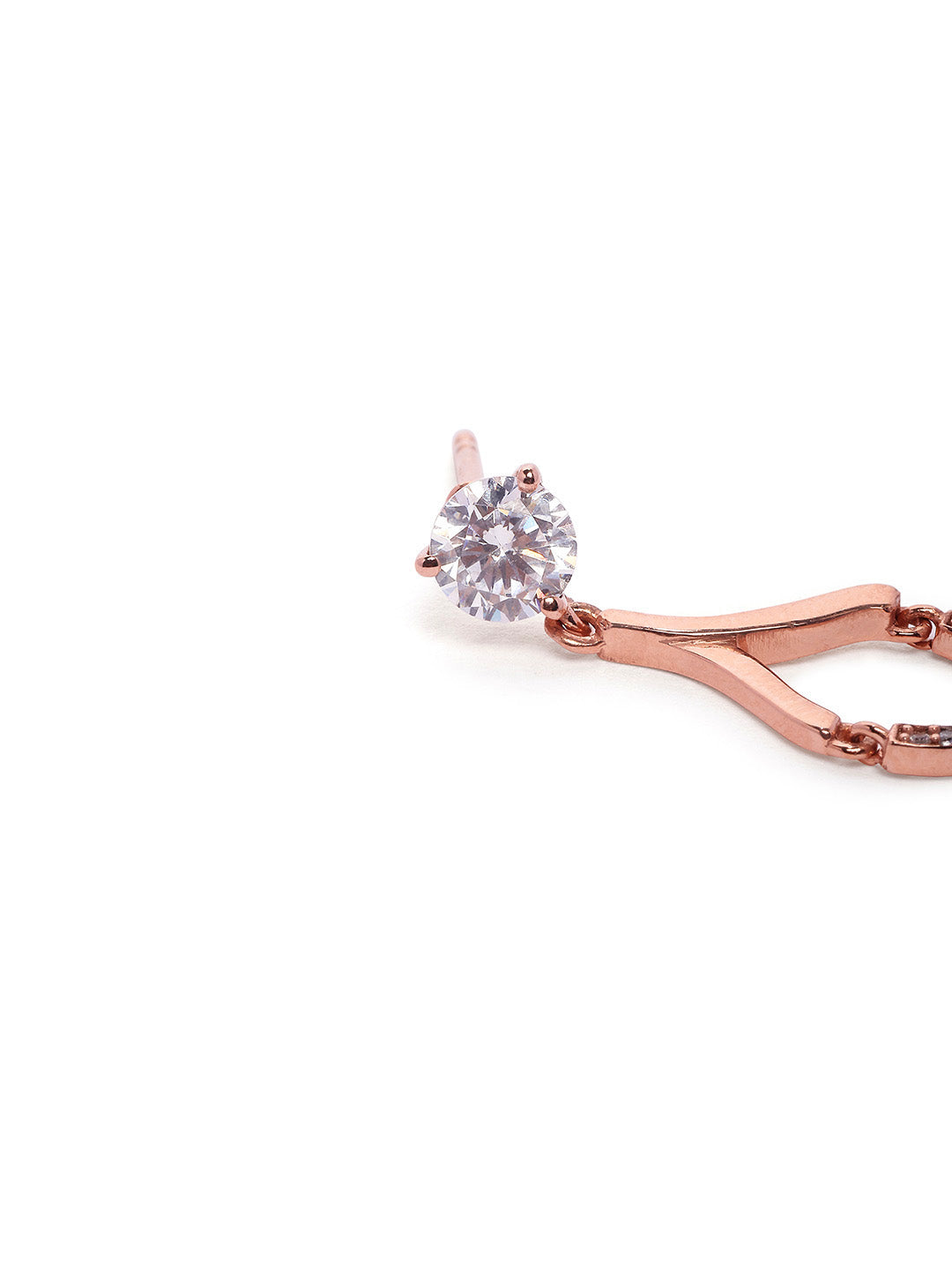 925 Silver Rose Gold Plated Zircon Drop Earrings