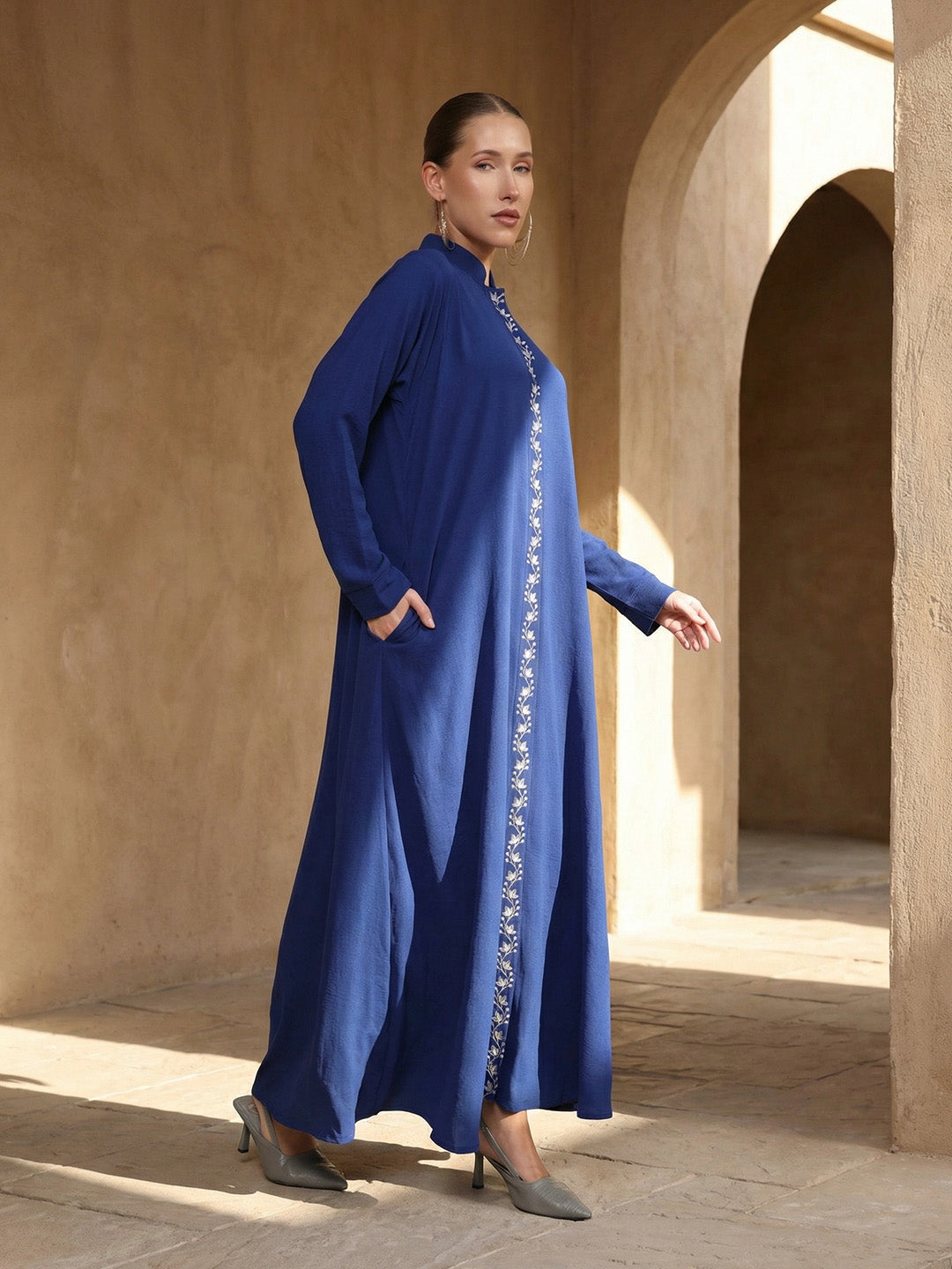 Rich Royal Blue Relaxed Abaya With Hijab